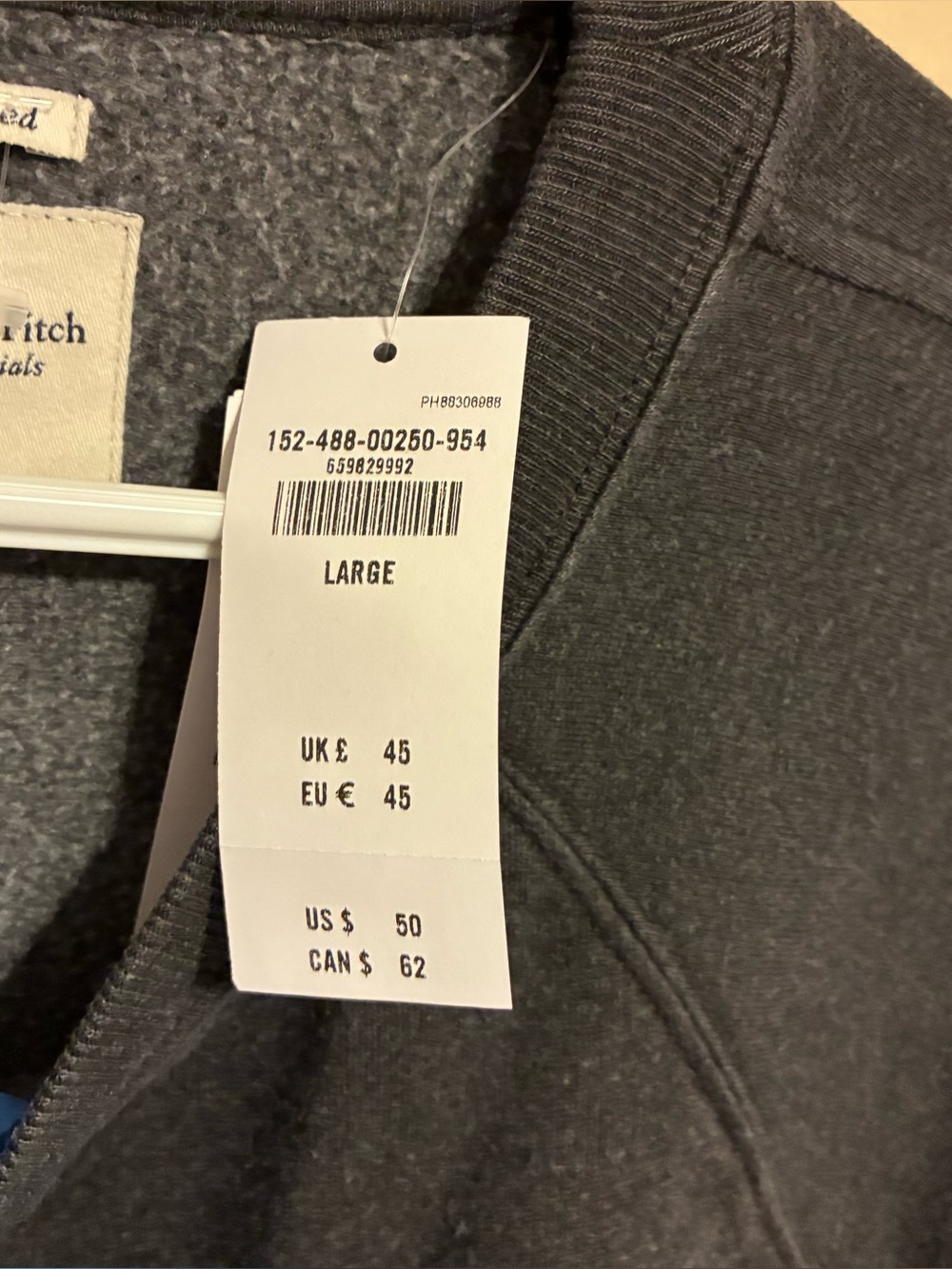 NWT Abercrombie & Fitch Soft Essentials Garment Dyed Sweatshirt in Charcoal L - Picture 4 of 7
